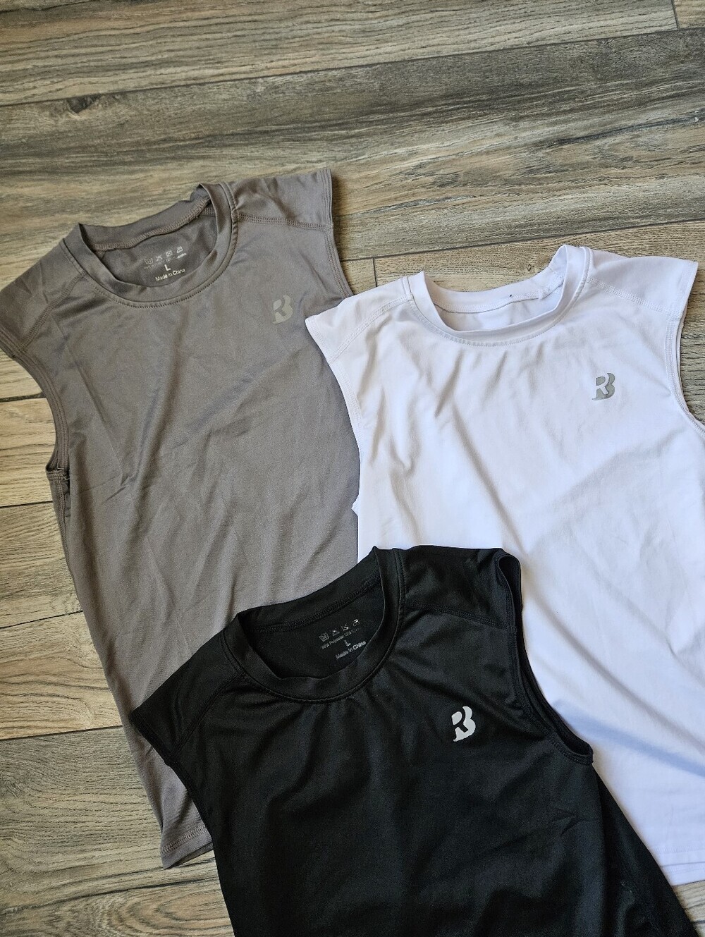 3-Pack Athletic Sleeveless Tops - Black, White, Grey, BOYS FOOTBALL